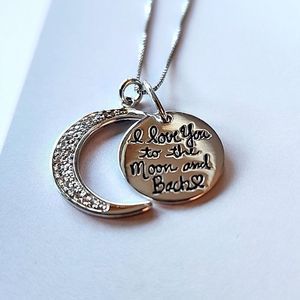 18" I Love You to the Moon and Back Pendant Necklace in Sterling Silver